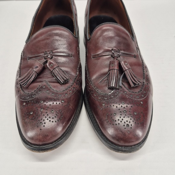 ALLEN EDMONDS Manchester 8537 Burgundy Leather WingTip Tassel Loafer Size 10 - Picture 3 of 10